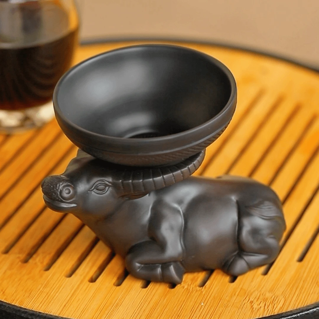 牛气冲天茶漏茶滤紫陶茶宠摆件手工紫砂过滤器功夫茶具茶道配件