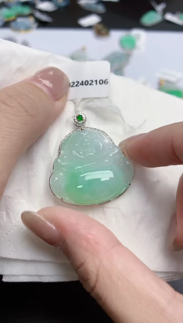 【闪购商品】翡翠颈饰18K金镶嵌天然缅甸翡翠A货