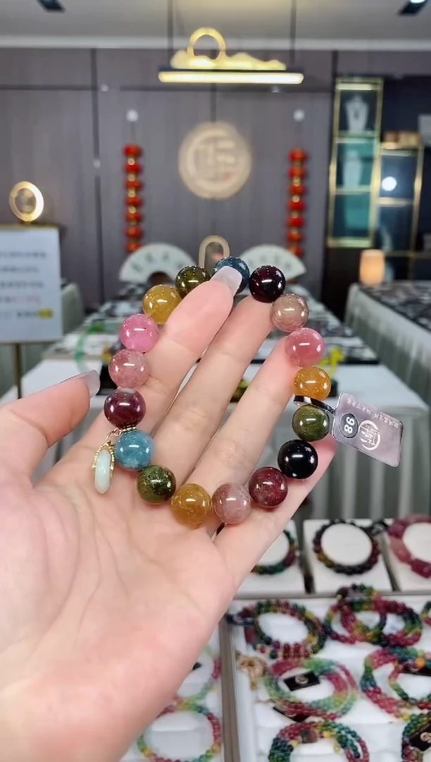 老矿碧玺单圈手串12mm+未镶嵌碧玺hon多样性发货一条
