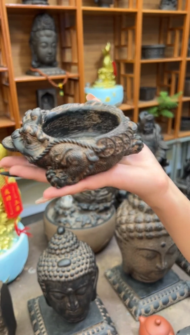 陶土【合成青石】金蟾盆