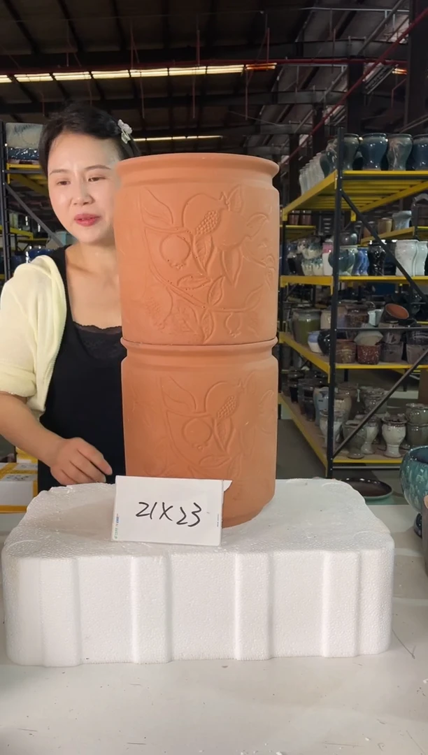 宜兴紫砂粗陶花盆21*23