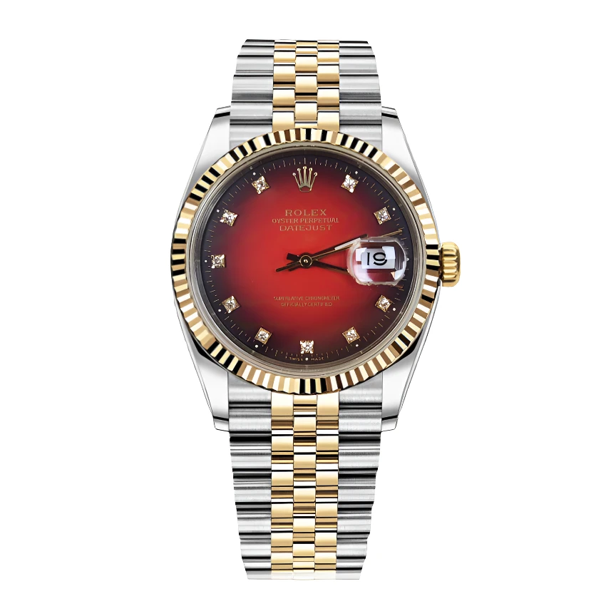 99新 Rolex/劳力士 日志系列/36mm/渐变红盘/原钻/自动机械/单表