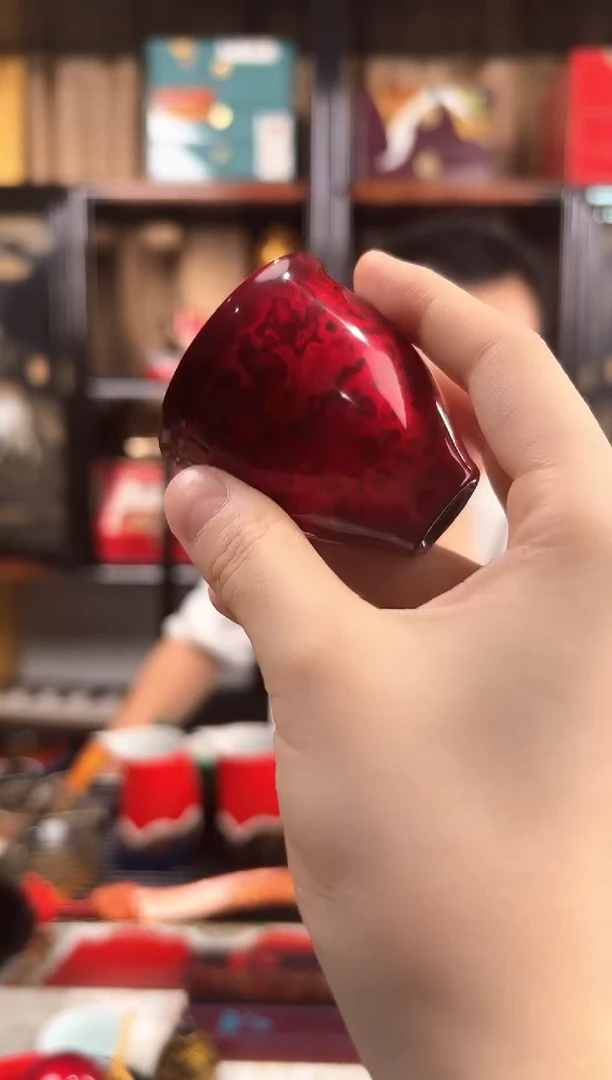 非遗太古大漆赤宝砂一口杯