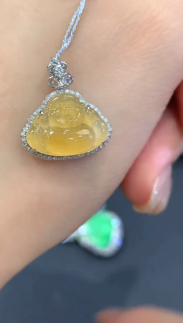 吊坠(不含链)18K金镶嵌翡翠a90