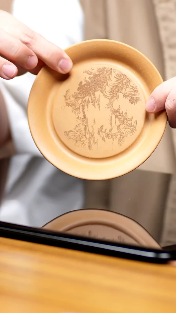 紫砂茶宠茶宠-刻山水盘