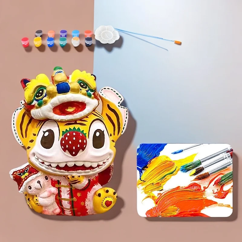 涂鸦彩绘石膏娃娃手工涂色陶瓷素胚上色儿童玩偶存钱罐摆地摊公仔