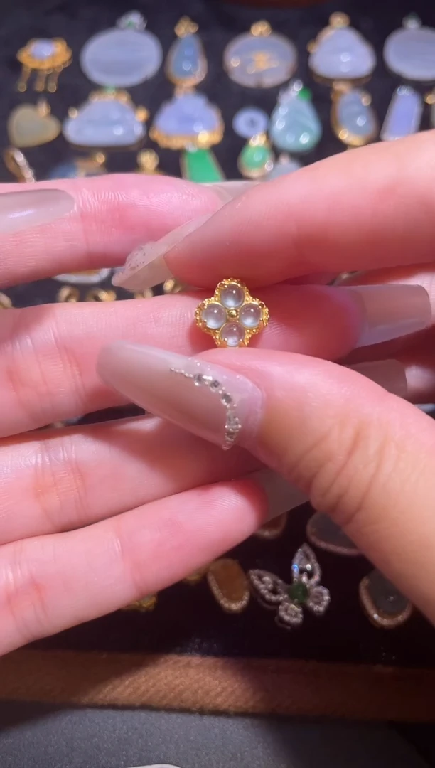 吊坠(不含链)银S925镶嵌翡翠天然a货