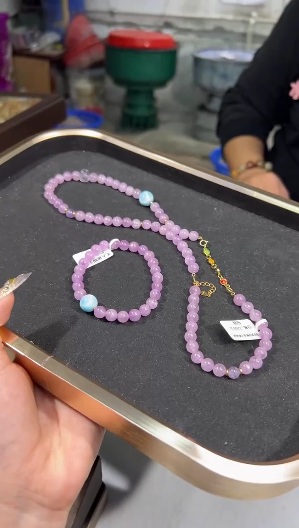 未镶嵌锂辉石手串天然紫锂辉项链+手串  多样性发其一