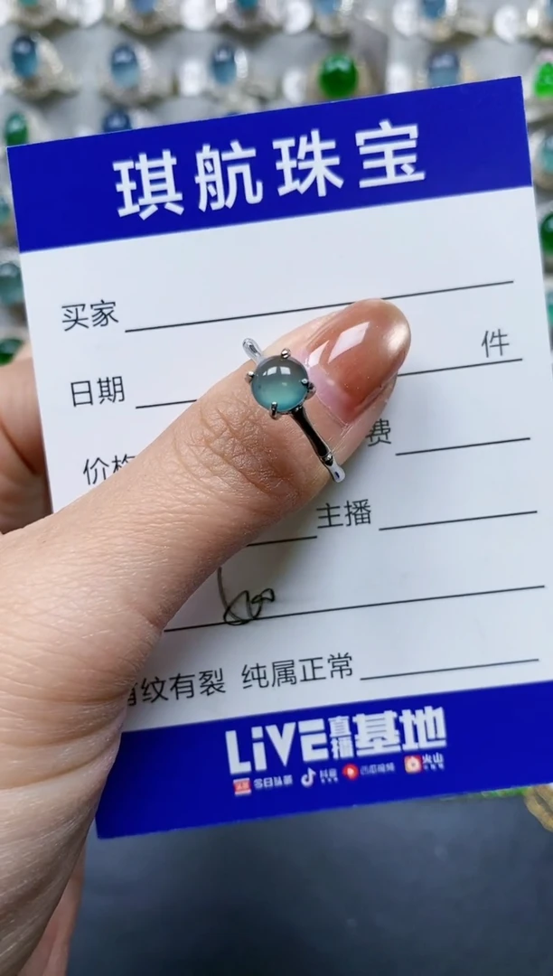 【闪购商品】翡翠戒指银S925镶嵌0500