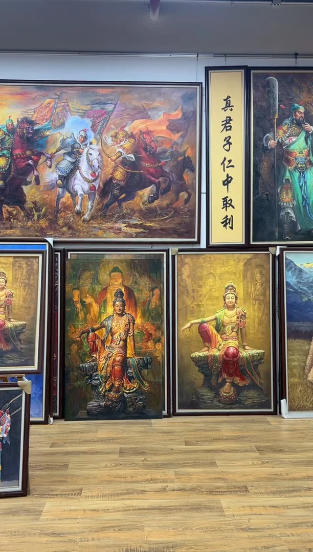 油画中**房水月办公室客厅茶室玄关走廊家居挂画客厅挂画油画版画