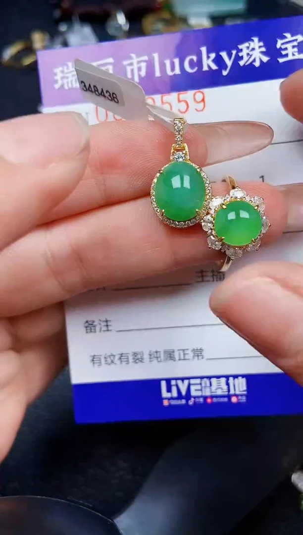 翡翠银S925镶嵌颈饰9559