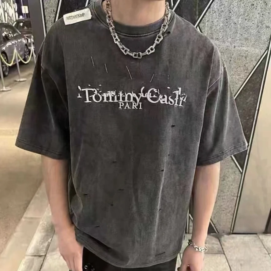 『语桉爆款』男女同款做旧破烂恶搞联名短袖T恤