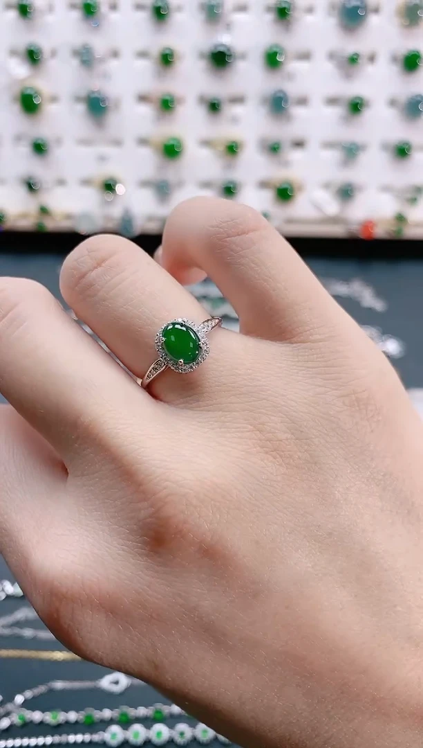 【闪购商品】翡翠戒指银S925镶嵌天然翡翠