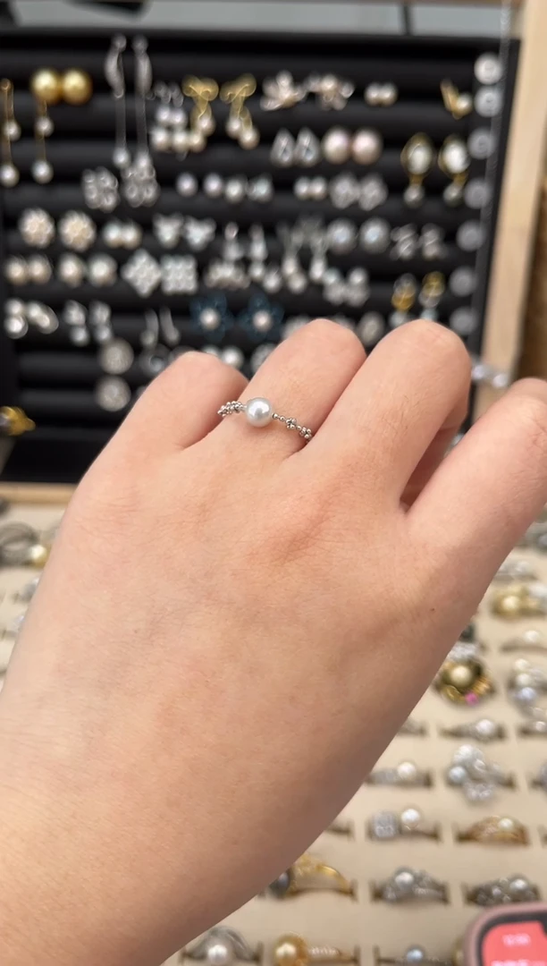 【闪购商品】海水珍珠戒指银S925镶嵌S925海水戒指（微瑕）