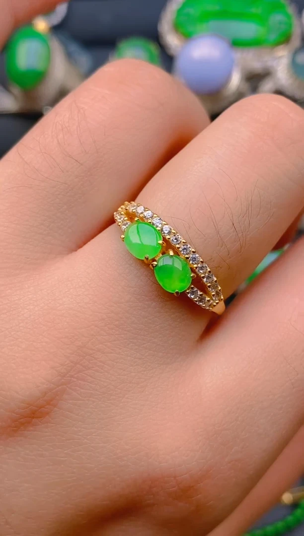 【闪购商品】翡翠戒指银S925镶嵌天然A货翡翠1