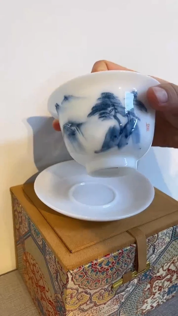 景德镇高温瓷山水三才