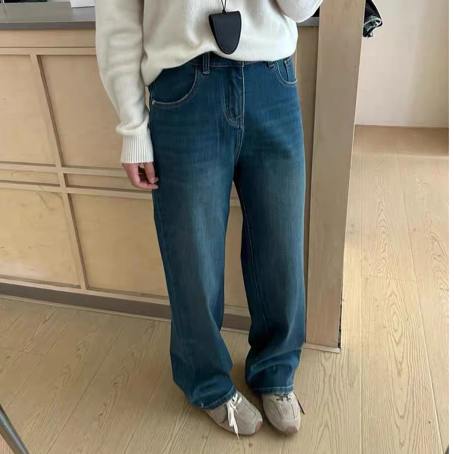 【YH出口订单】春款百搭休闲纯色高腰四面弹牛仔裤 1105