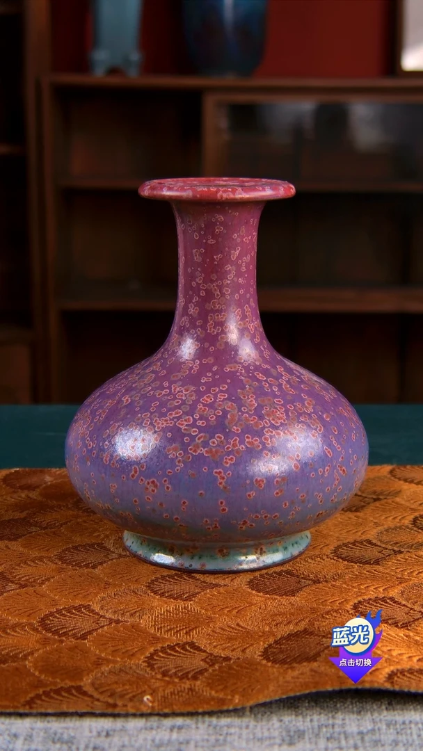 孤品级梁青杨钧瓷炭烧手工制作盘口瓶