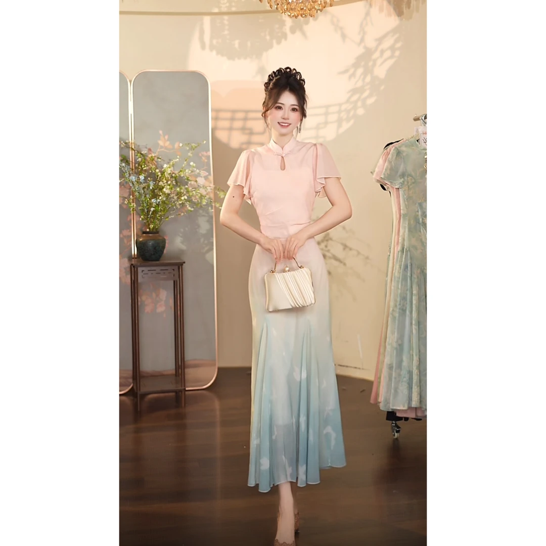 瑞瑞定制-1540（胭脂海棠）连衣裙LL600