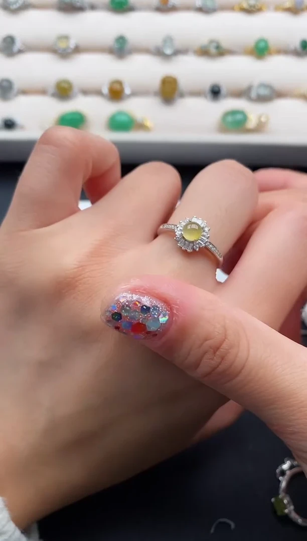 银S925镶嵌戒指翡翠22222222+3