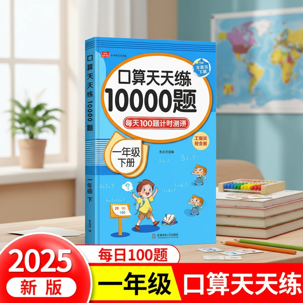 口算天天练16年级儿童二年级上册练习题口算题卡专项训练书