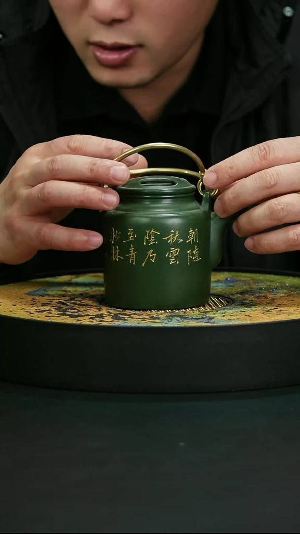 茶壶紫砂绿泥宜兴紫砂原矿手工茶壶