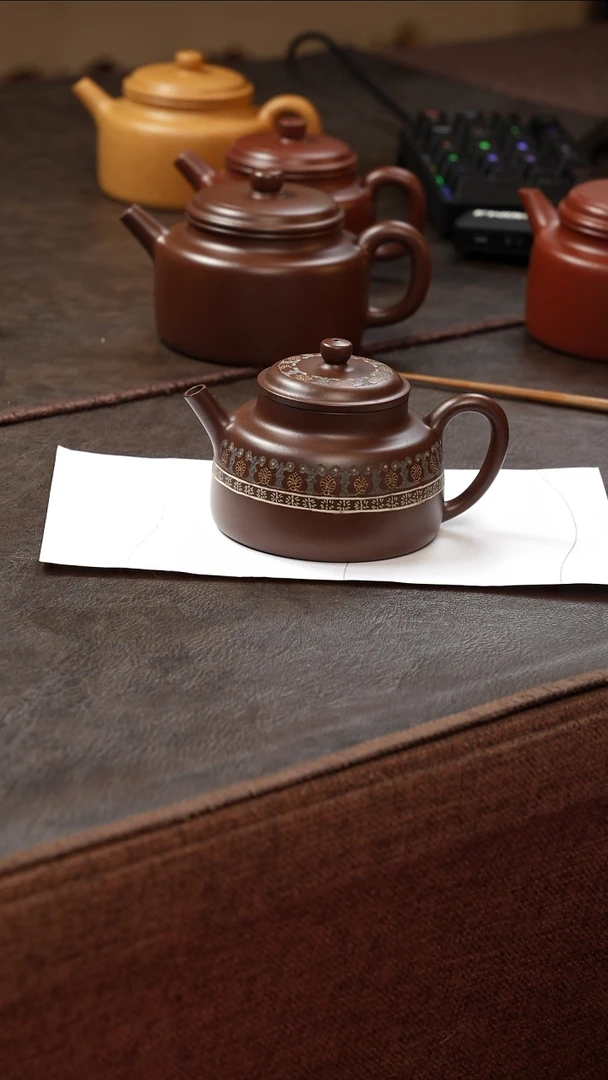 茶壶紫砂壶·27老紫泥言心泥绘150cc