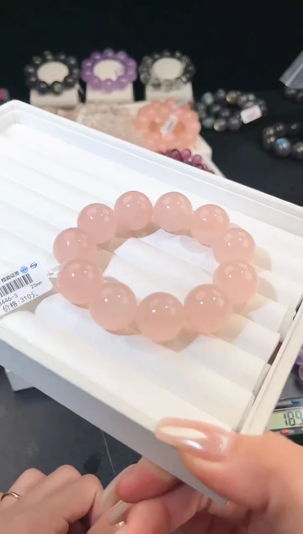 水晶手链未镶嵌多样性发一Q45西柚粉20mm