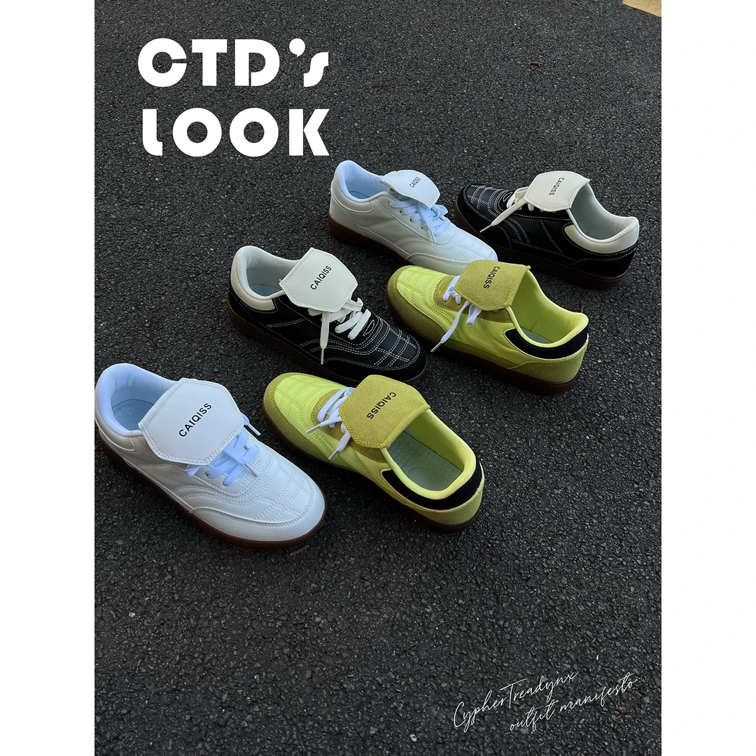 CTD秋季复古休闲板鞋百搭潮流翻盖鞋舌圆头系带耐磨设计感男鞋