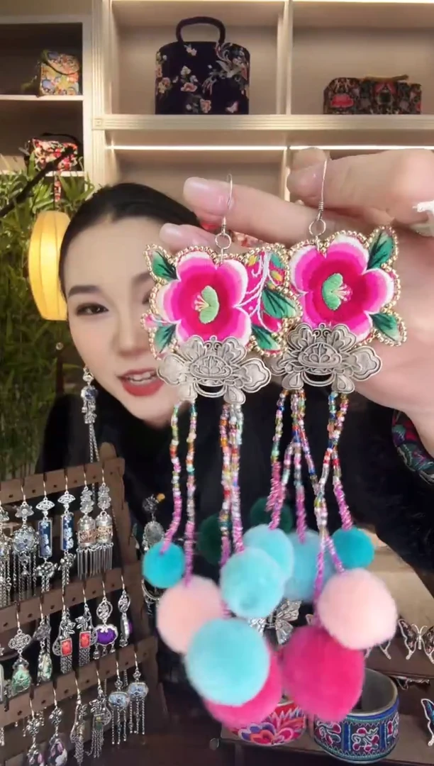 刺绣纯手工民族风耳环