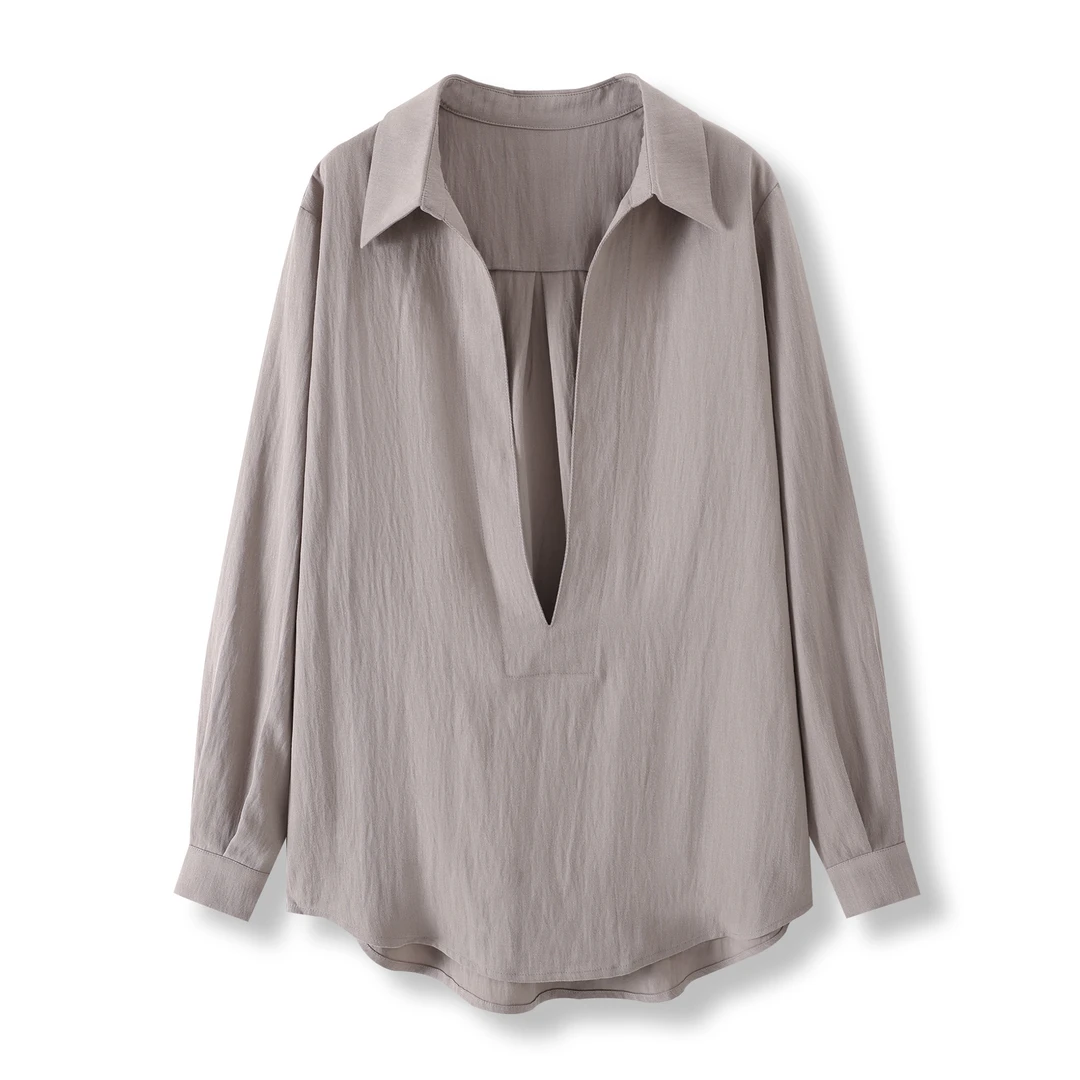 K-039  极简百搭长袖时尚V领衬衫