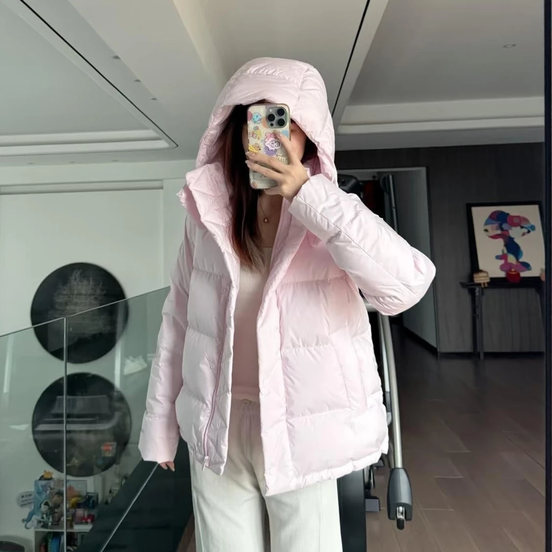 原单 25款五格女士同款90白鹅羽绒服冬季泡芙连帽羽绒服外套