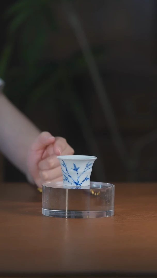 青花竹子竹节杯