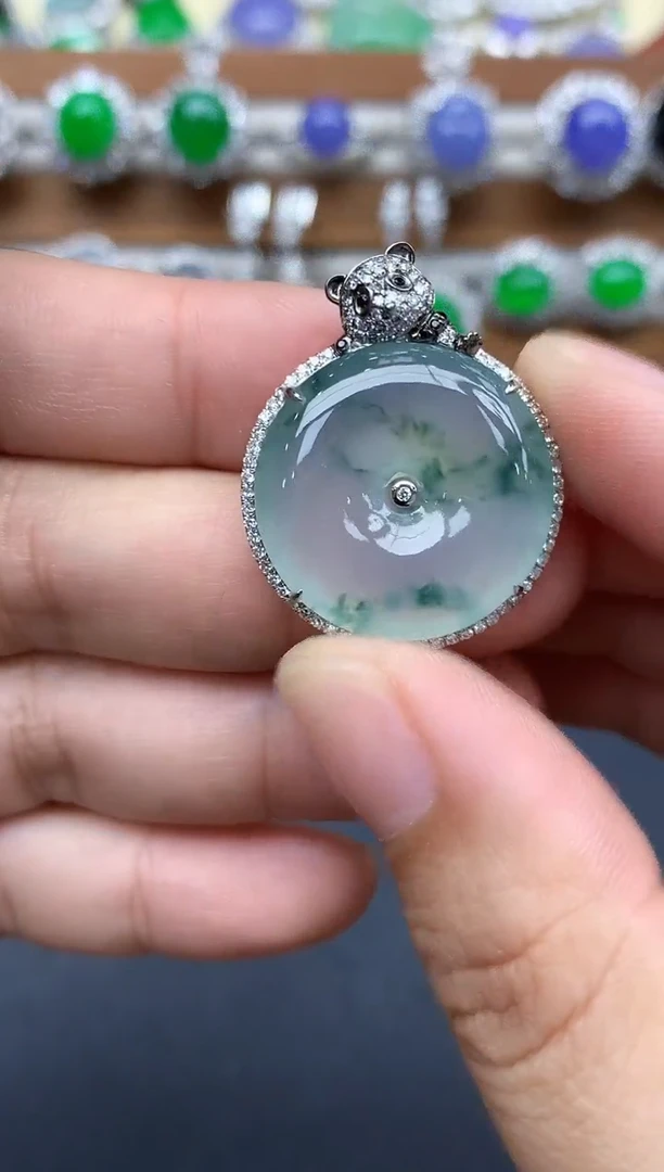 颈饰18K金镶嵌翡翠554-中国好珍宝