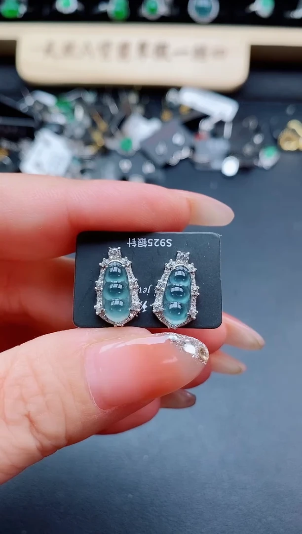 银S925镶嵌戒指翡翠1