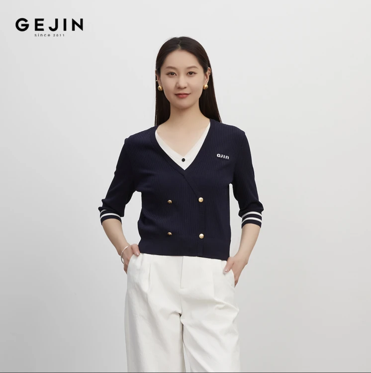 GEJIN/歌锦早秋新款时尚百搭学院风针织衫9312560331