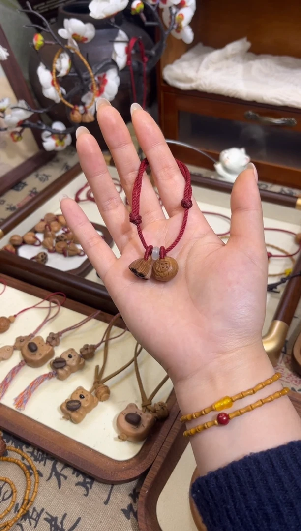 手串桃核【桃缘行】竹节「福气莲莲」桃核辟、挡、驱、护 备注手围