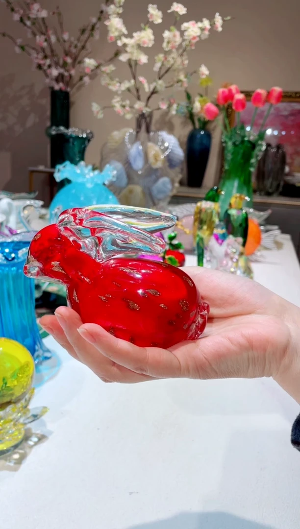 【闪购商品】琉璃手工艺品红色兔子