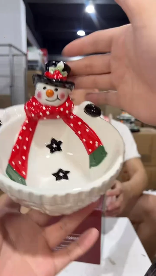 瓷片陶瓷原盒雪人碗