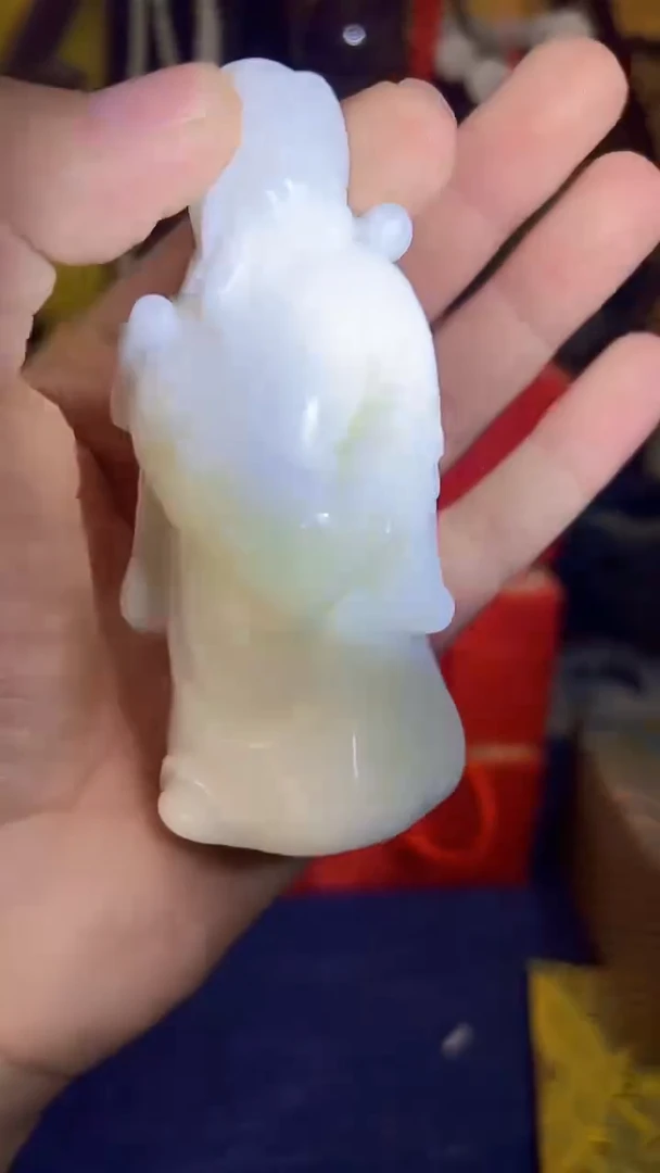 【闪购商品】和田玉挂件未镶嵌和田 白米神把件 (飞铃文玩)