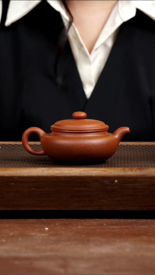 茶壶紫砂朱砂扁腹175CC