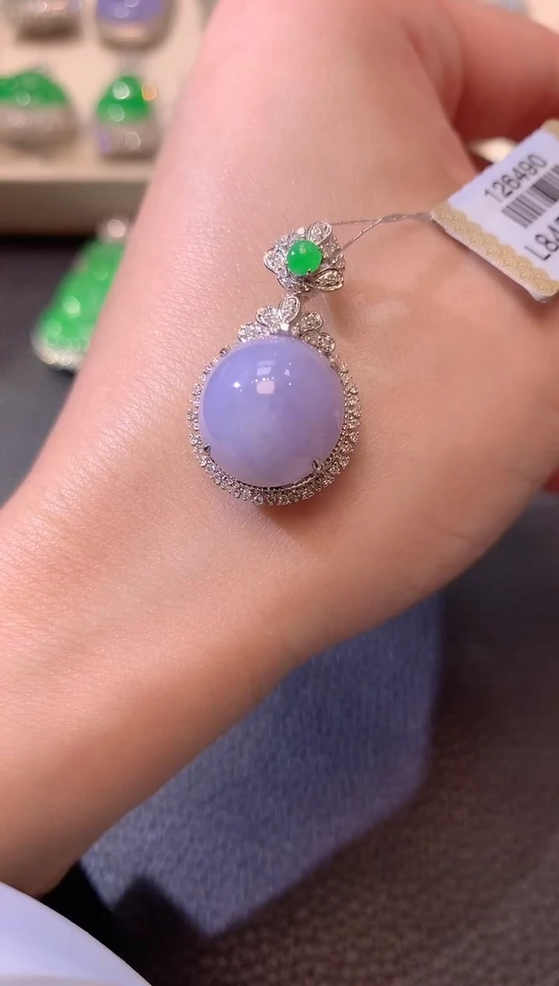 【闪购商品】翡翠吊坠(不含链)18K金镶嵌C10紫货有一定色差