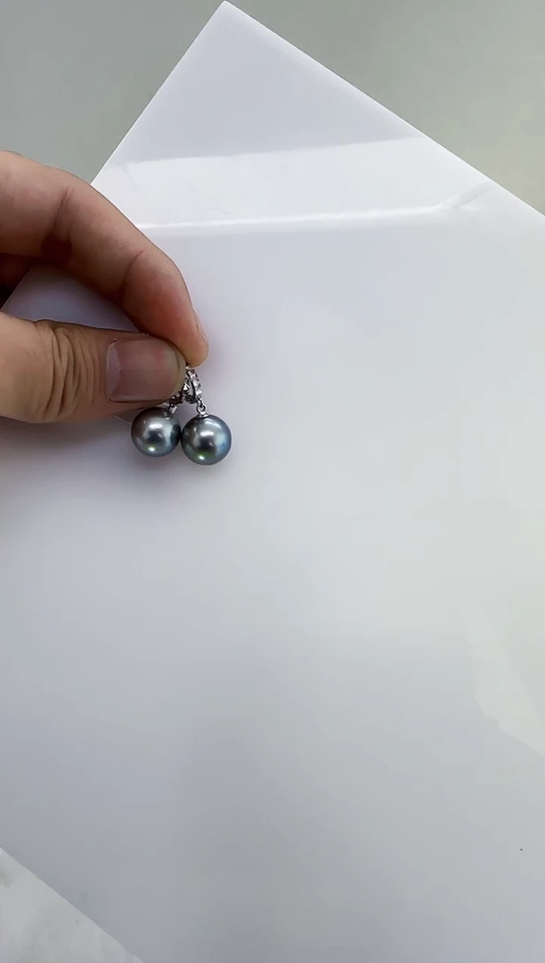 银S925镶嵌海水珍珠DA大溪地耳饰11-12 y254