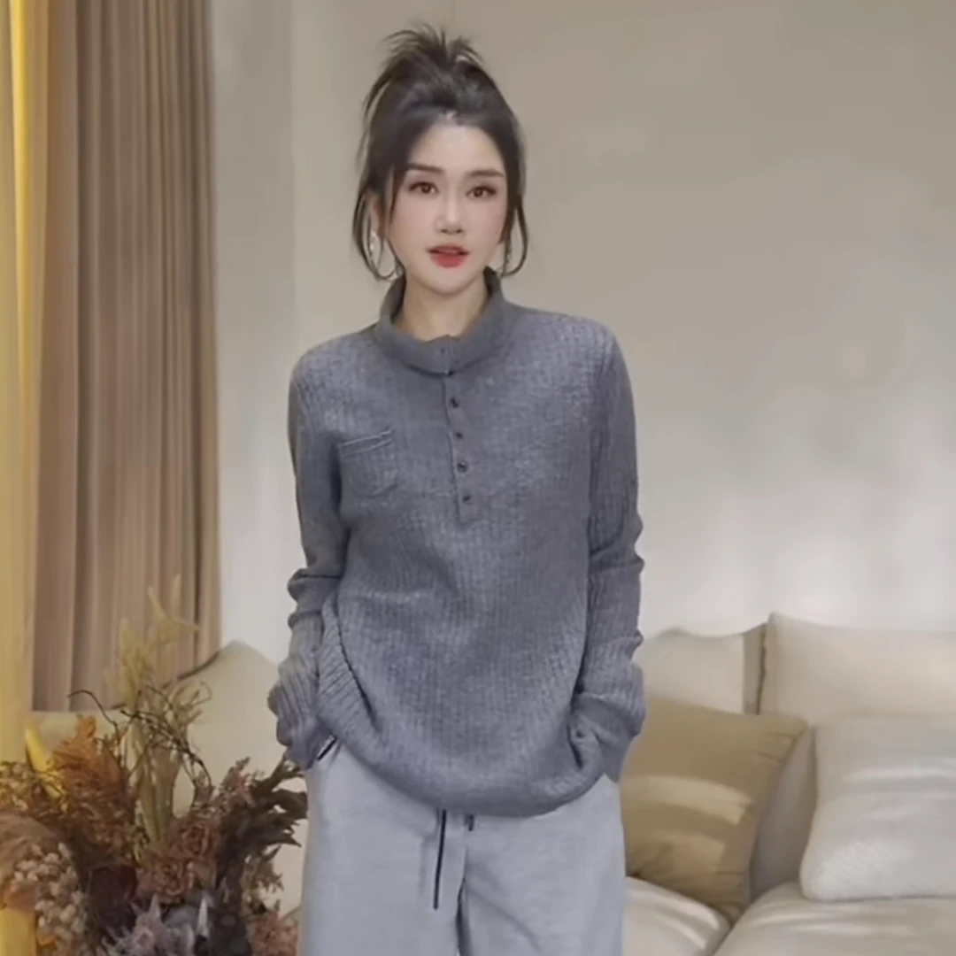 JW/静稳2025新品时尚潮流休闲宽松女款减龄针织衫5553013