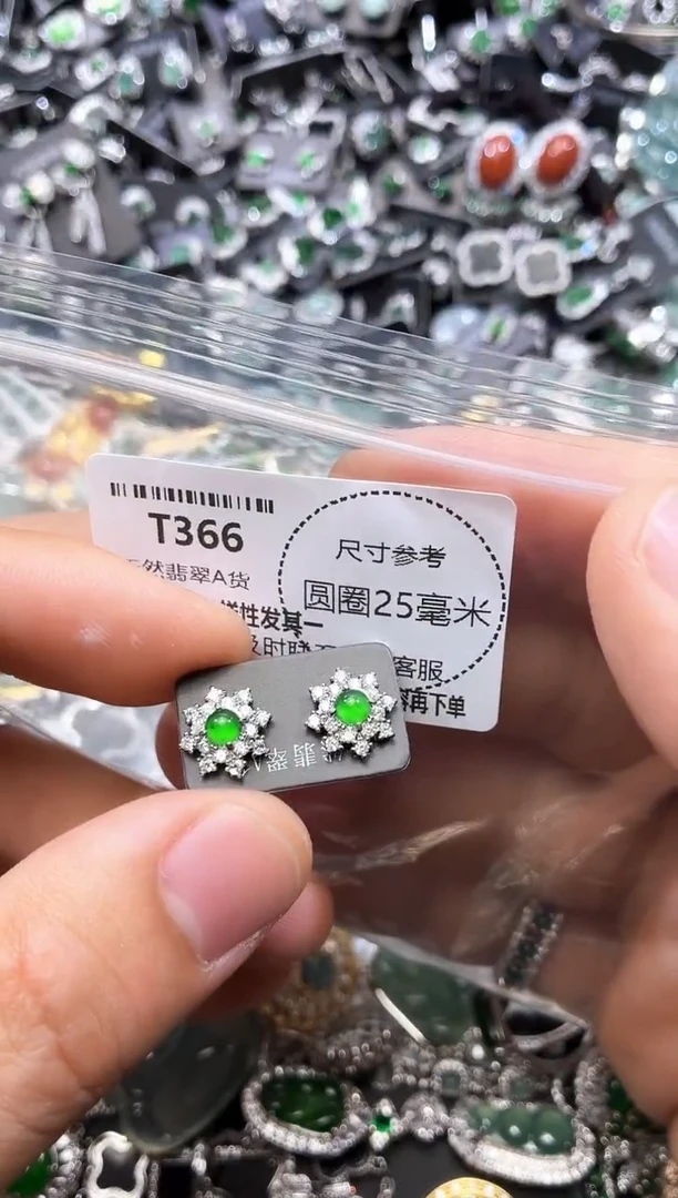 翡翠未镶嵌颈饰T366耳钉