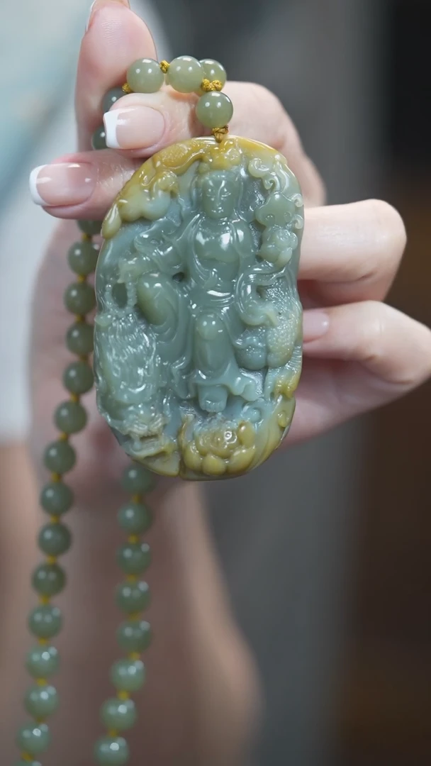 颈饰未镶嵌和田玉观音