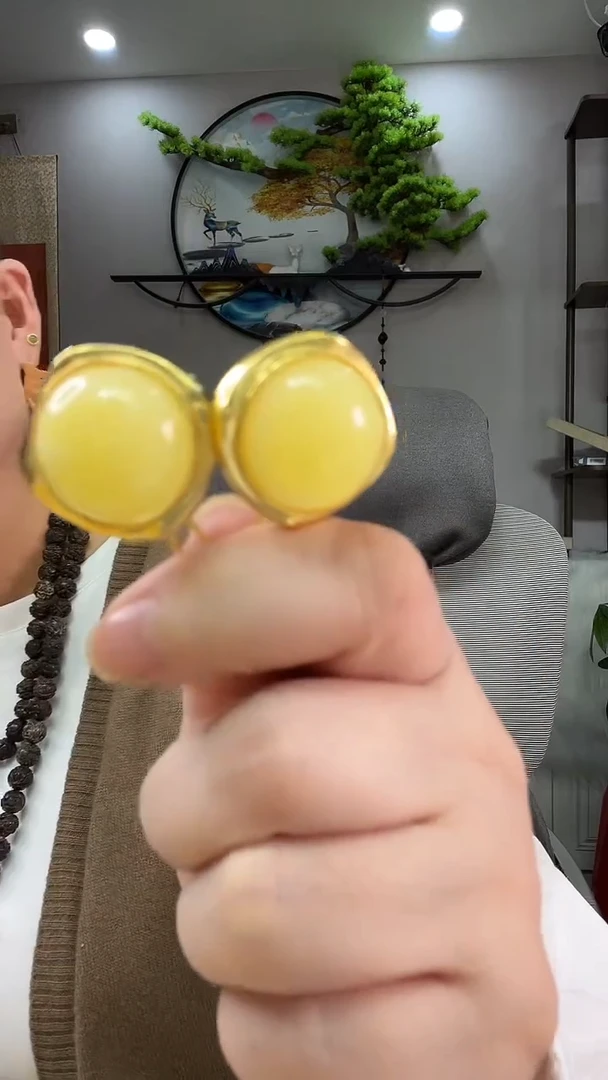 琥珀银S925镶嵌耳饰耳环