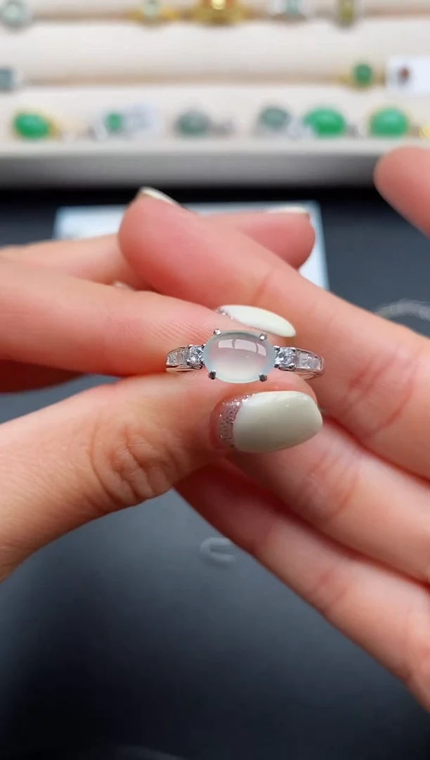 银S925镶嵌戒指翡翠666666+10