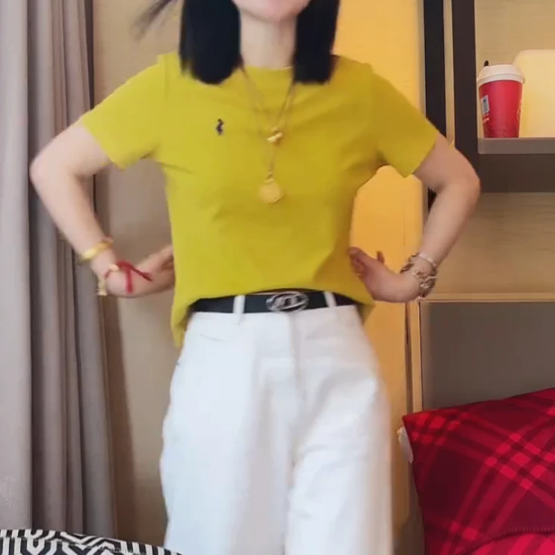 2025年早春新款胸口刺绣骑士小马短袖圆领上衣LK2501359