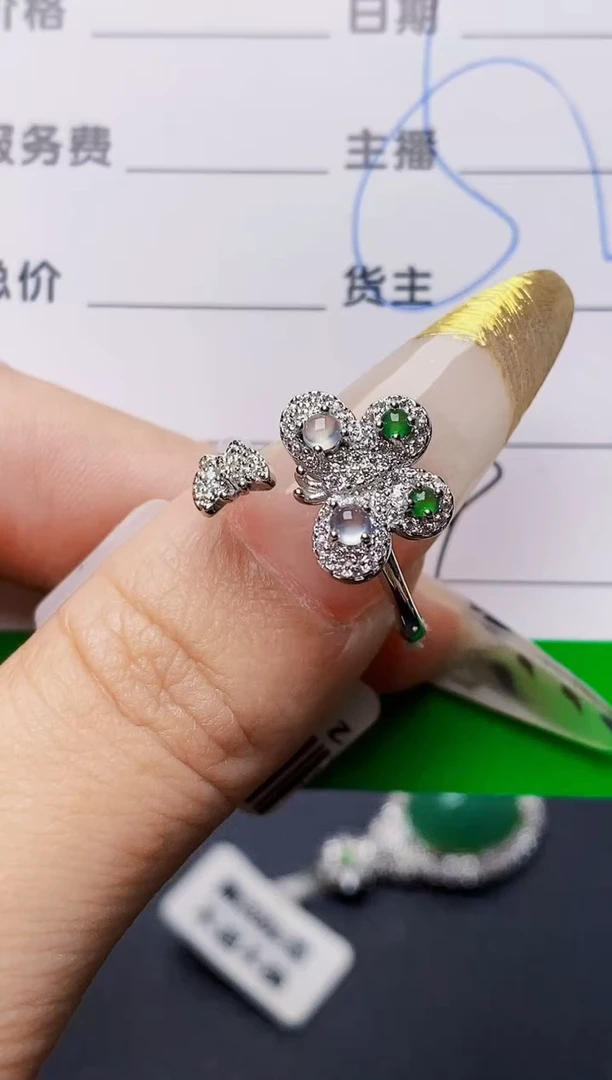 银S925镶嵌戒指翡翠7069